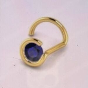 14k YG .02 Sapphire Nose Ring